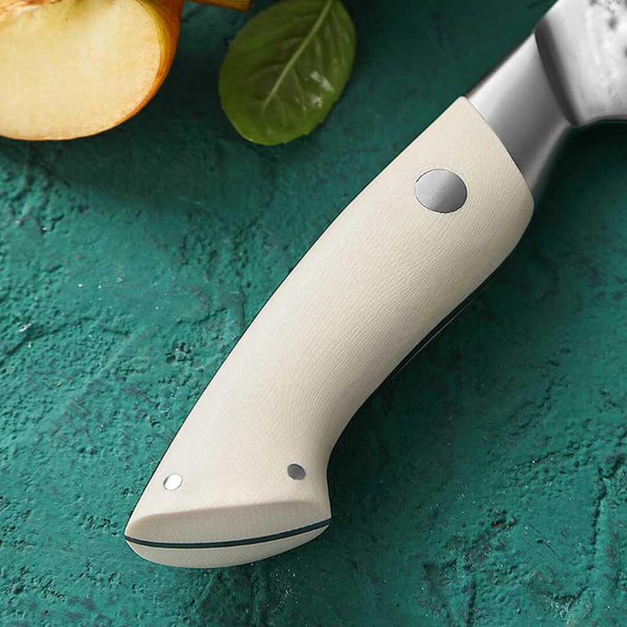 HEZHEN B38H 67 Layer Japanese Damascus Carving Knife White G10 Handle 9