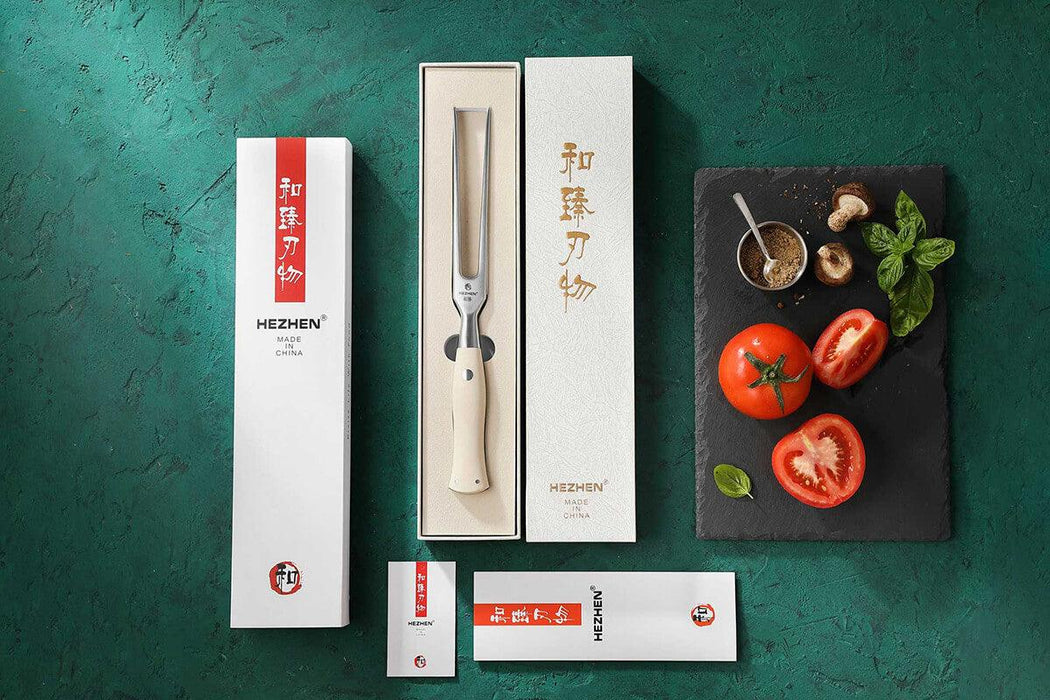 HEZHEN B38H Stainless Steel Turkey Fork Meat Fork & BBQ Fork G10 Handle gift box