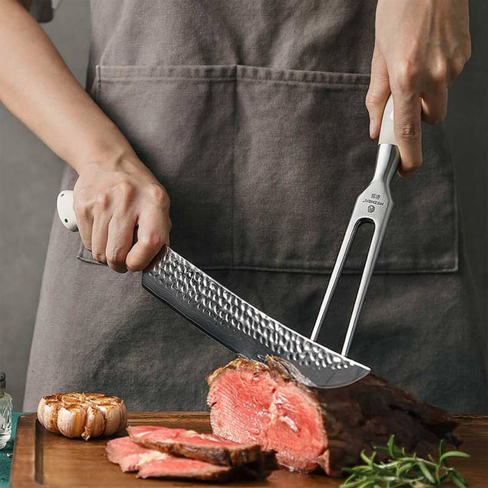 HEZHEN B38H Stainless Steel Turkey Fork, Meat Fork & BBQ Fork G10 Handle