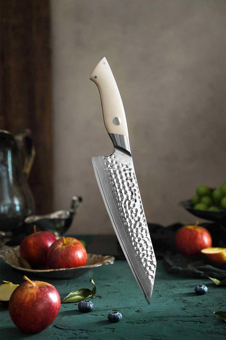 HEZHEN B38H 67 Layer Japanese Damascus Chef Knife White G10 Handle