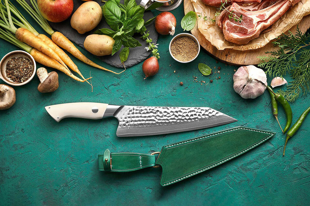 HEZHEN B38H 67 Layer Japanese Damascus Chef Knife White G10 Handle