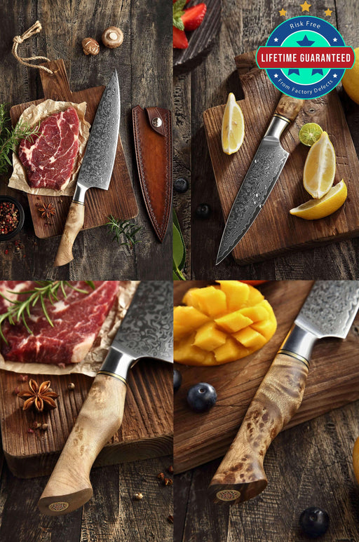 Hezhen B30 2 pcs Knife Set Damascus Stainless Steel Kitchen Japanese style Chef & Utility Knife