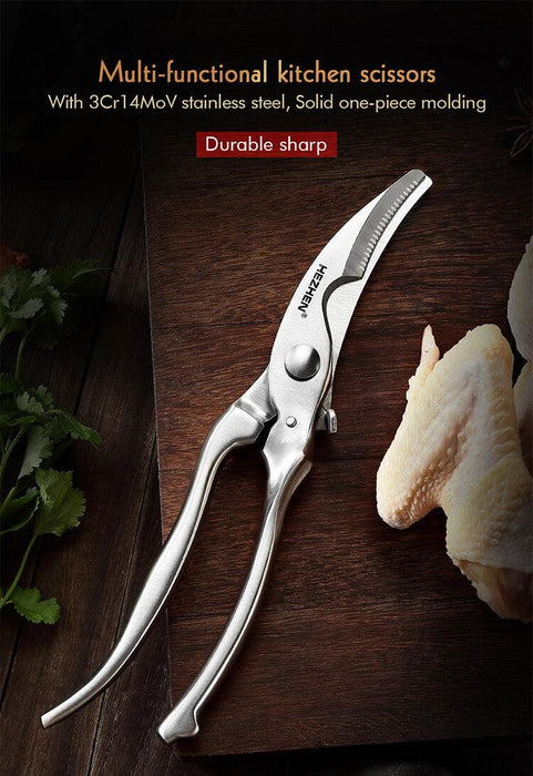 Hezhen Poultry Shears Heavy Duty Stainless Steel Lockable Ergonomic