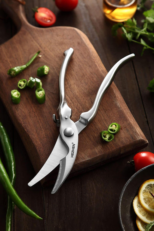 Hezhen Poultry Shears Heavy Duty Stainless Steel Lockable Ergonomic