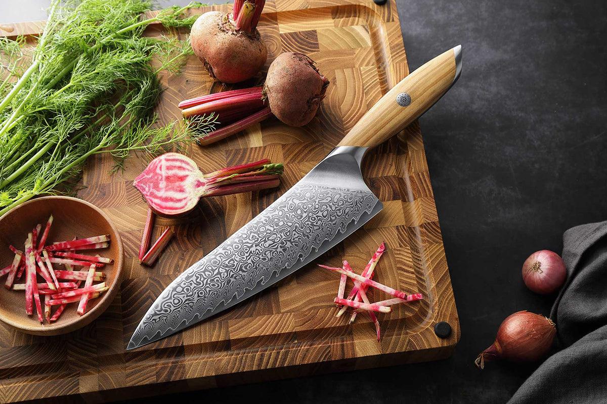 Hezhen X01 Flagship Series 73 Layer Damascus Chef Knife with Olive