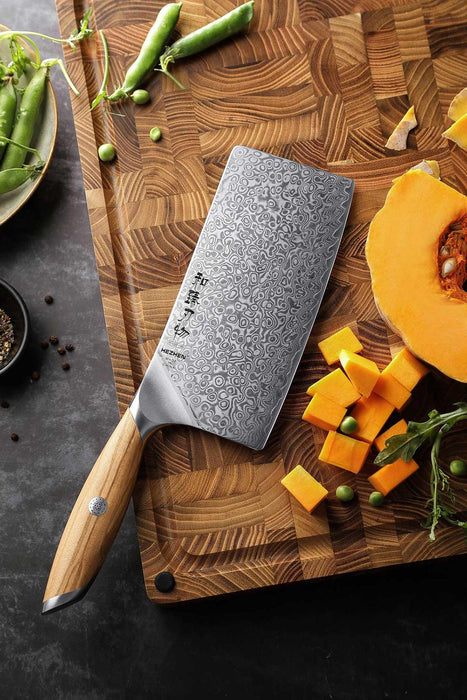 Hezhen X01 Flagship Series Damascus Cleaver Knife 4
