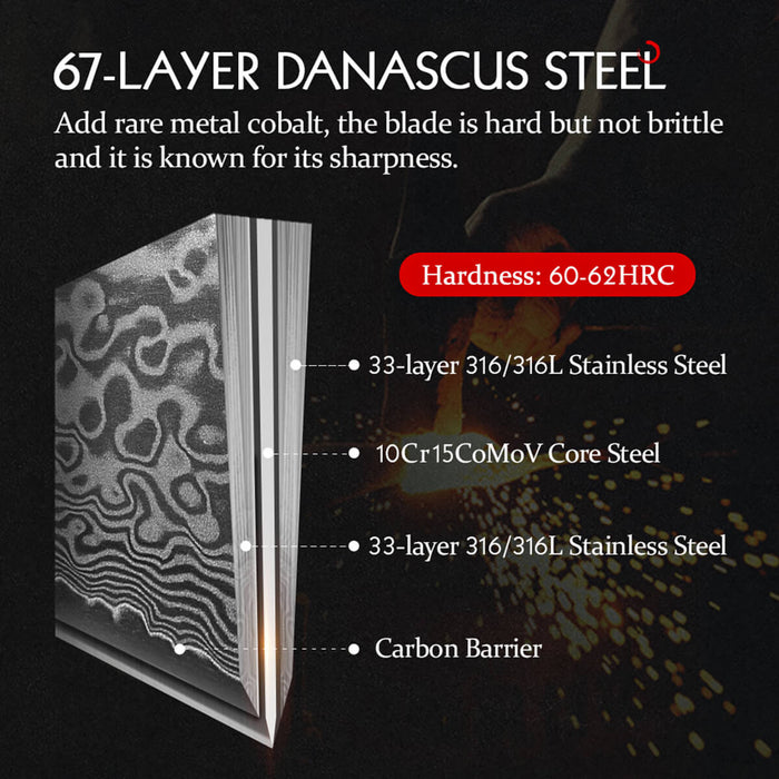 Hezhen B30 Japanese Damascus Steel Boning Knife specs