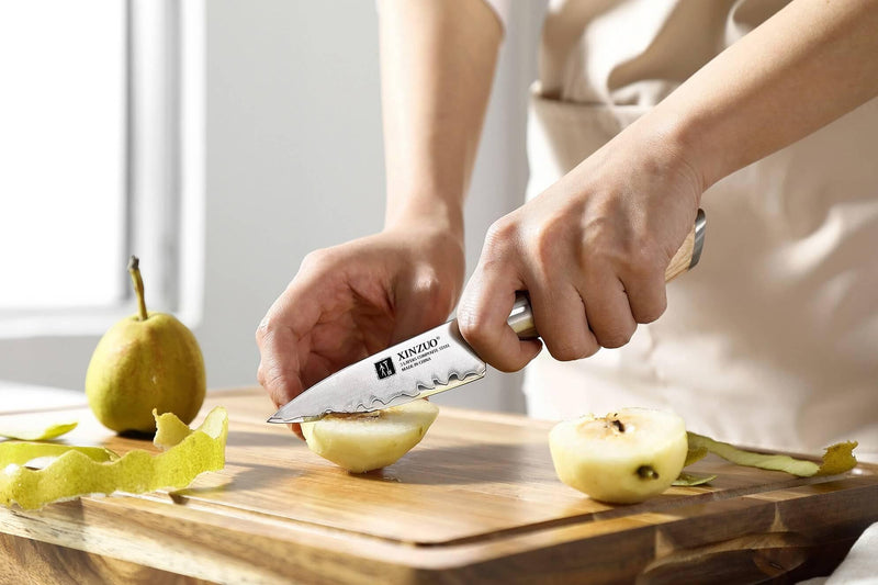 Xinzou B37S Composite Stainless Steel Paring knife with Pakka Wood Handle