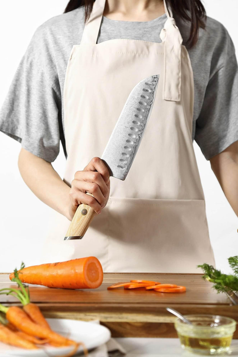 Xinzou B37S Composite Stainless Steel Santoku knife with Pakka Wood Handle