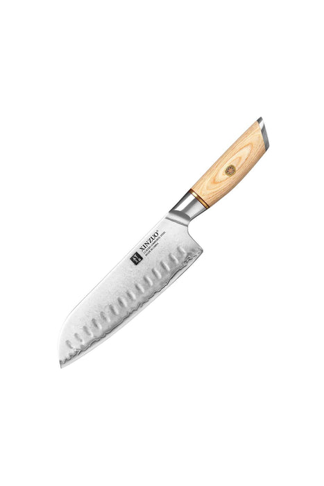 Xinzou B37S Composite Stainless Steel Santoku knife with Pakka Wood Handle - The Bamboo Guy