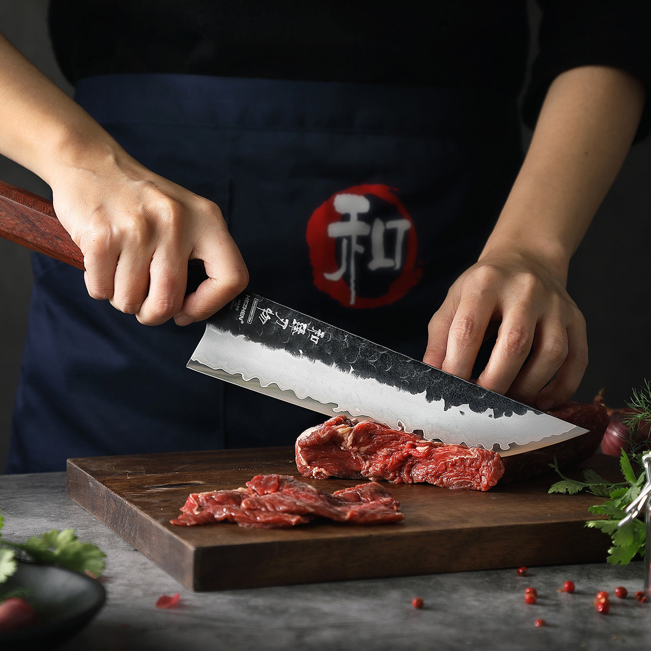 HEZHEN PM8S Damascus Forged 8.5” Sakimaru Three-layer Composite