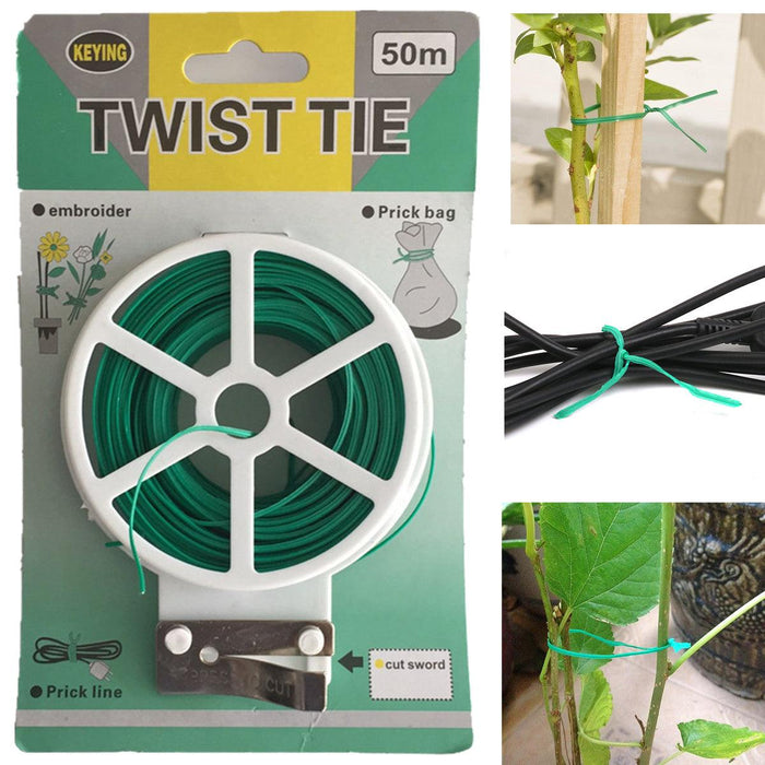 Garden & Home Wire Twist Tiesb165' (50m) Multipurpose Wire Twist for Garden Vegetables, Flowers, Bread Bags Garbage Twist Ties Heavy Duty Plastic Coated Wire Ties - The Bamboo Guy
