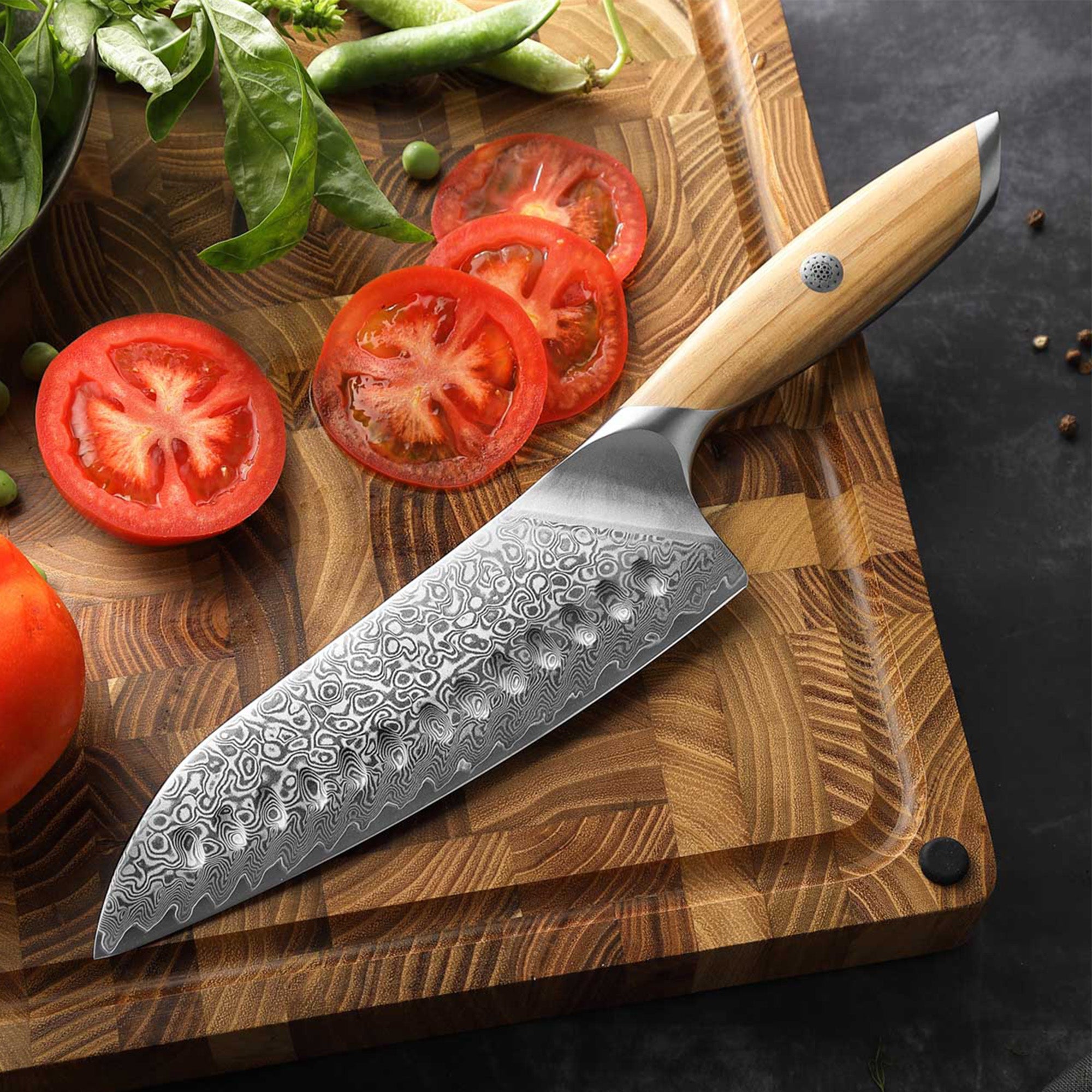 Hezhen X01 Flagship Series 73 Layer Damascus Santoku Knife with