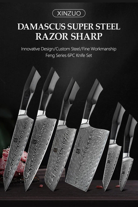 XINZUO B32 Feng Series 67 Layers Damascus Steel 6 Pcs Knife Set