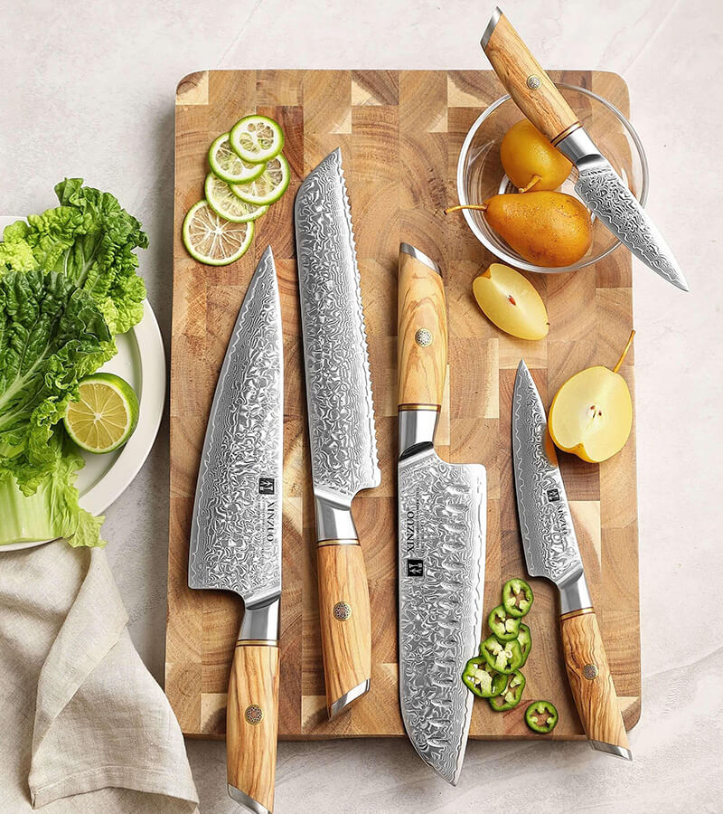 XINZUO B37 5pcs Kitchen Knife Set Damascus Steel Mobile