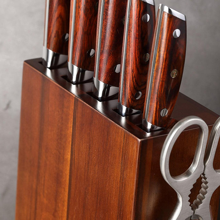 XINZUO Kitchen Knife Stand Knife Block Natural Acacia Wood - The Bamboo Guy