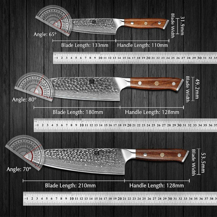 Xinzuo B13D 7 Pcs 67 Layer Damascus Knife Set with Block & Kitchen Shears