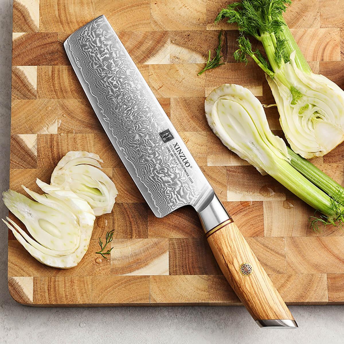 XINZUO B37 Japanese Damascus Steel Kitchen Nakiri Knife — The