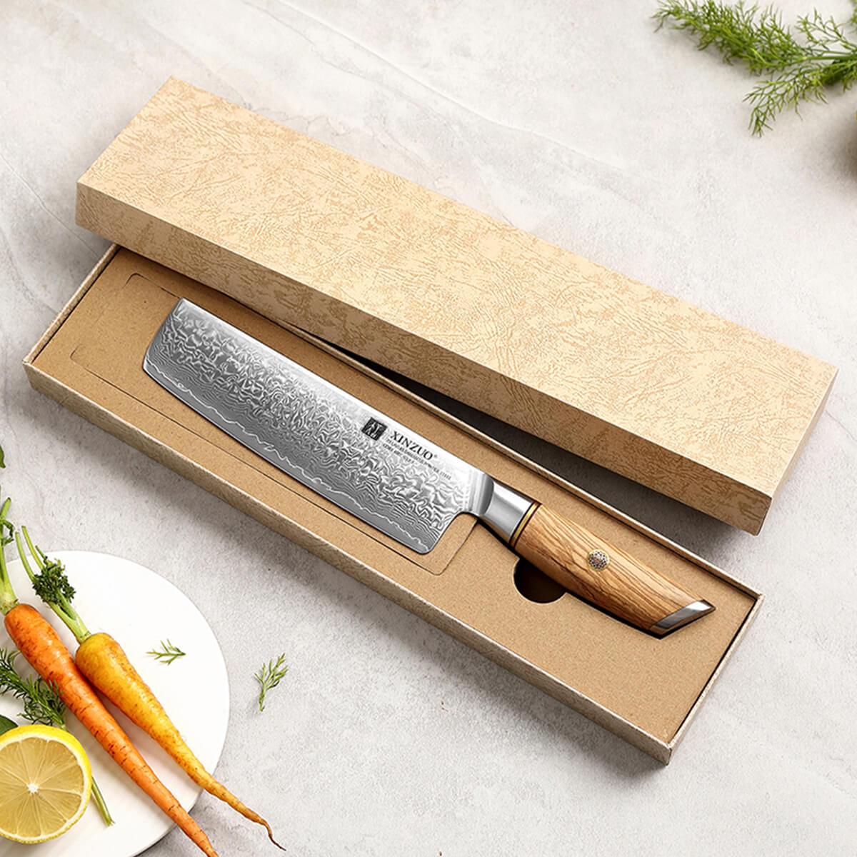 XINZUO B37 Japanese Damascus Steel Kitchen Nakiri Knife — The