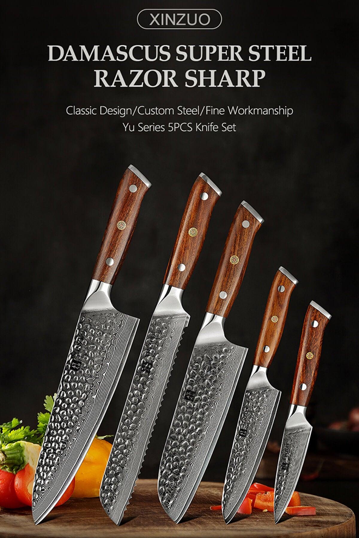 Xinzuo B13D 5 Pcs 67 Layer Damascus Santoku Knife Set North