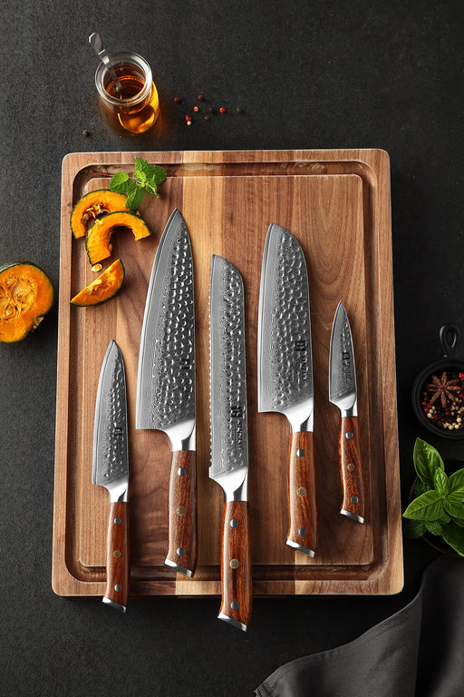 Xinzou B37S 5 pc Composite Stainless Steel Kitchen Knife Set with Pakkawood  Handle – The Bamboo Guy