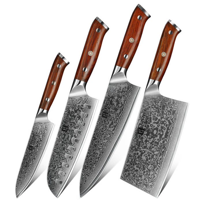 Xinzuo B13R 4 Pcs 67 Layer Damascus Steel Chef Knife Set 13