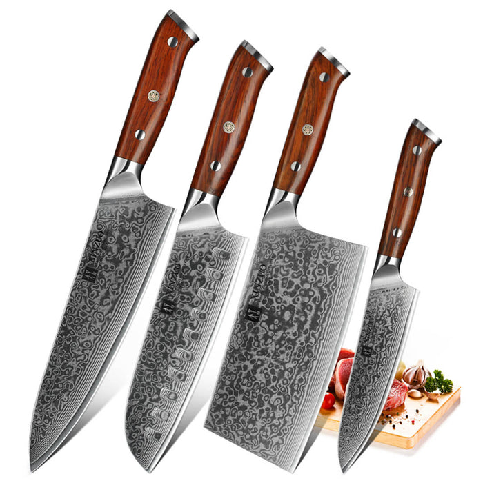 Xinzuo B13R 4 Pcs 67 Layer Damascus Steel Chef Knife Set 5