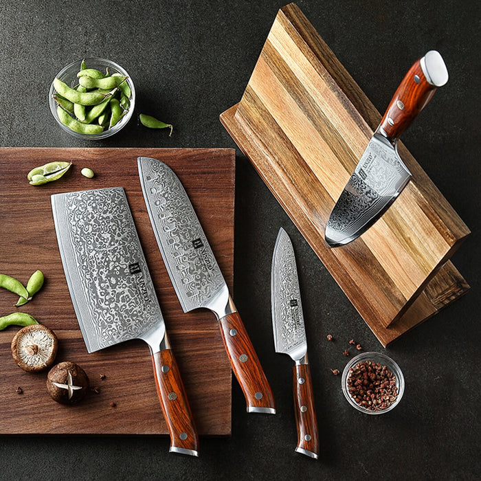 Xinzuo B13R 4 Pcs 67 Layer Damascus Steel Chef Knife Set 7