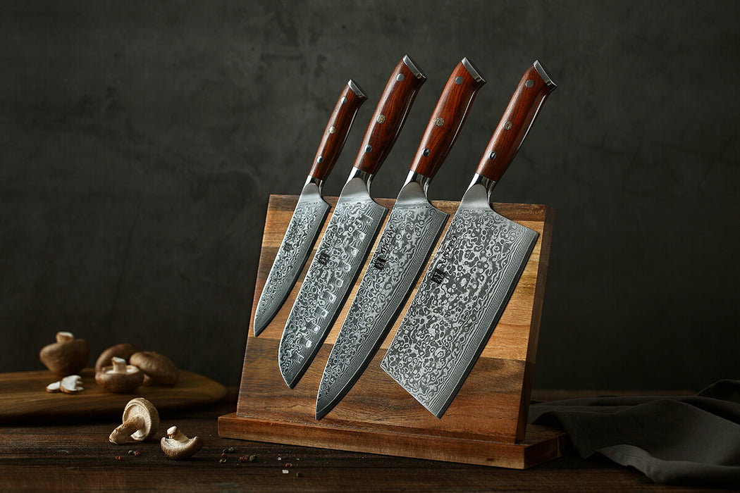 Xinzuo B13R 4 Pcs 67 Layer Damascus Kitchen Knife Set hanger