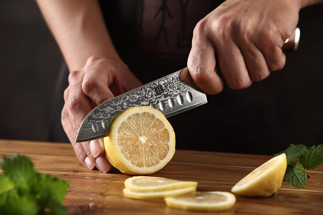 Xinzuo B13R 5" 67 Layer Japanese Damascus Santoku Knife with Rosewood Handles