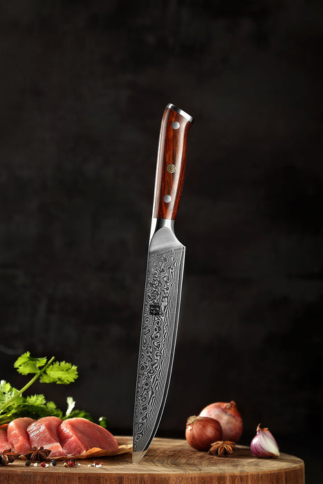 Xinzuo 67 Layer Japanese Damascus Steel Carving Knife Rosewood Handle