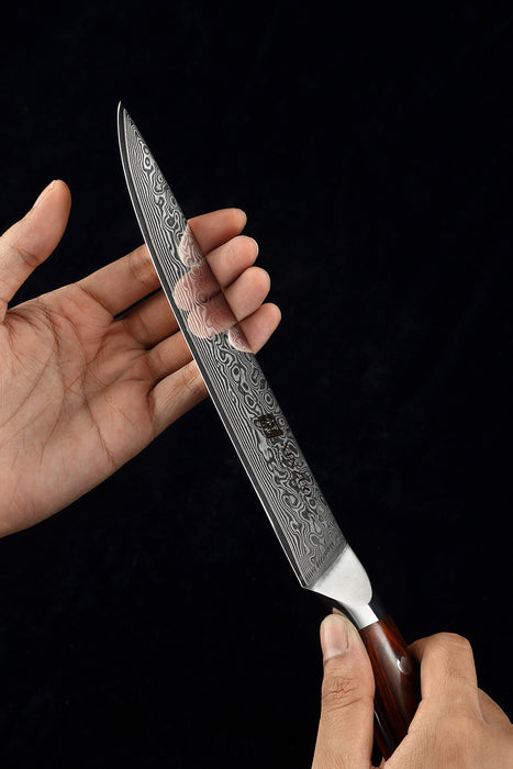Xinzuo B13R 8" 67 Layer Japanese Damascus Steel Carving Knife Rosewood Handles
