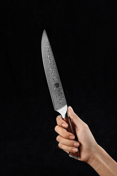 Xinzuo B13R 8" 67 Layer Japanese Damascus Steel Carving Knife Rosewood Handles