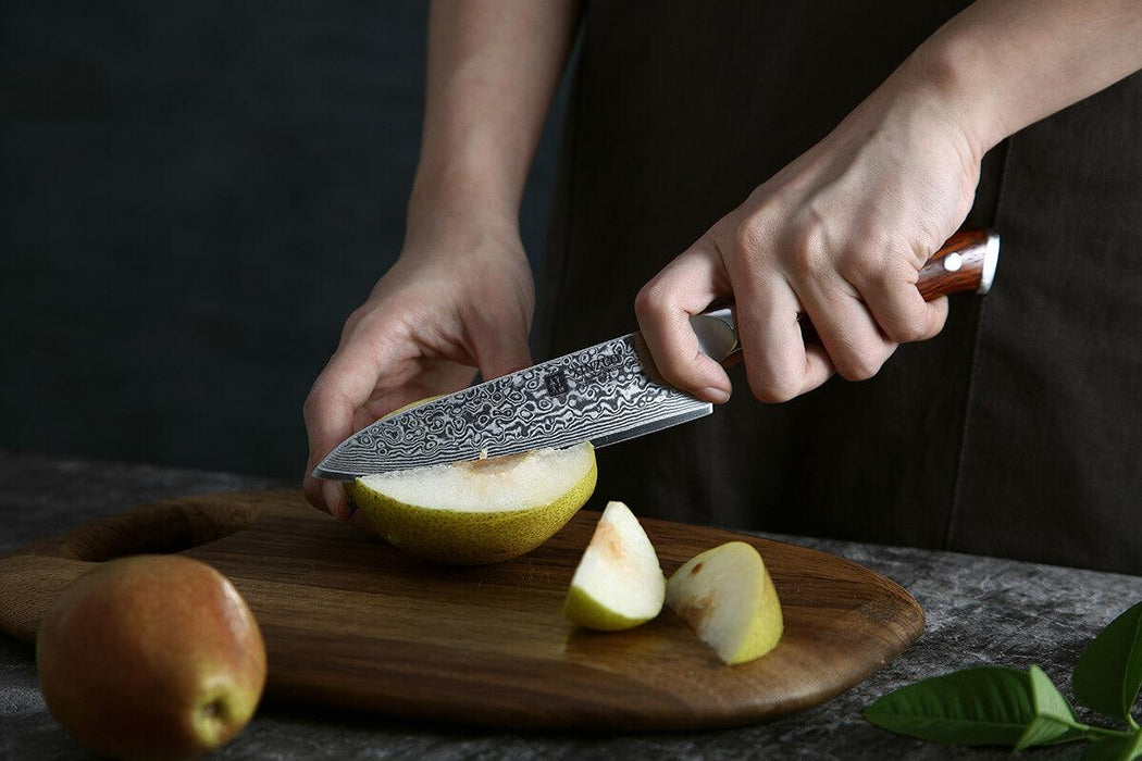 Xinzuo B13R 5" 67 Layer Japanese Damascus Utility Knife with Rose Wood Handles Open Box