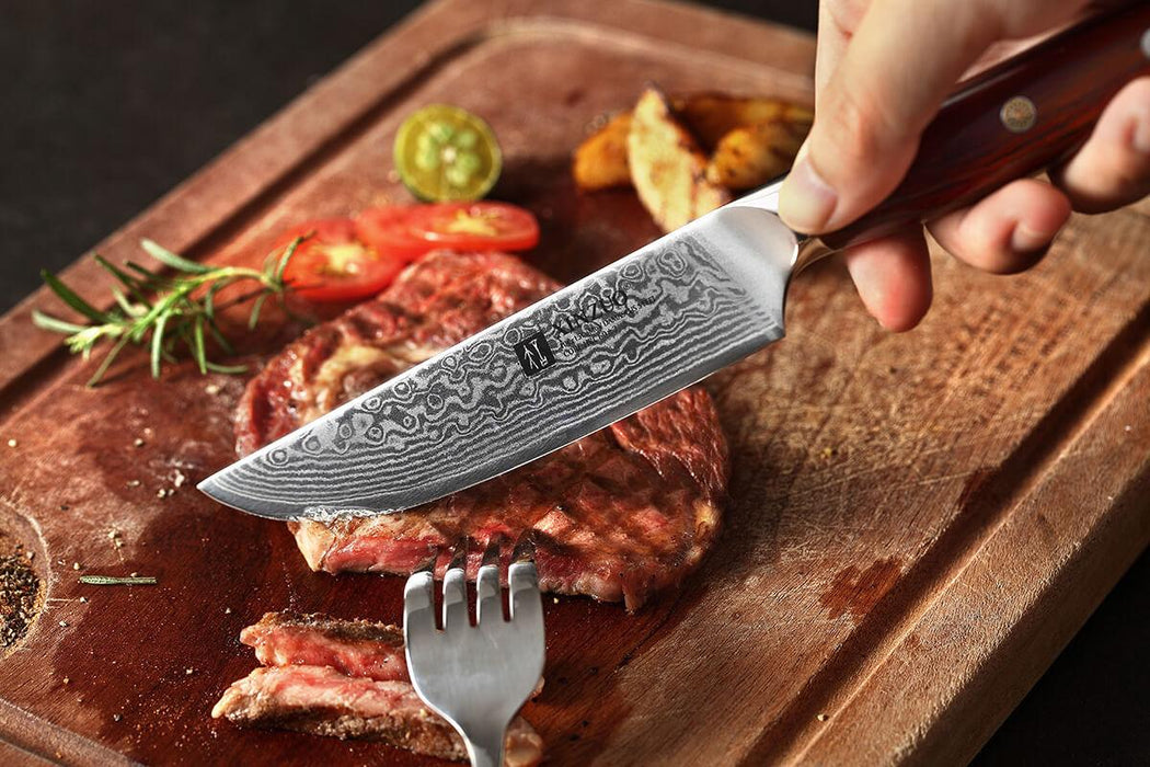 Xinzuo 67 Layer VG10 Damascus Steak Knives with Rosewood Handle