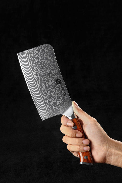 Xinzuo B13R 6.5" 67 Layer VG10 Japanese Damascus Meat Cleaver Knife Rosewood Handles