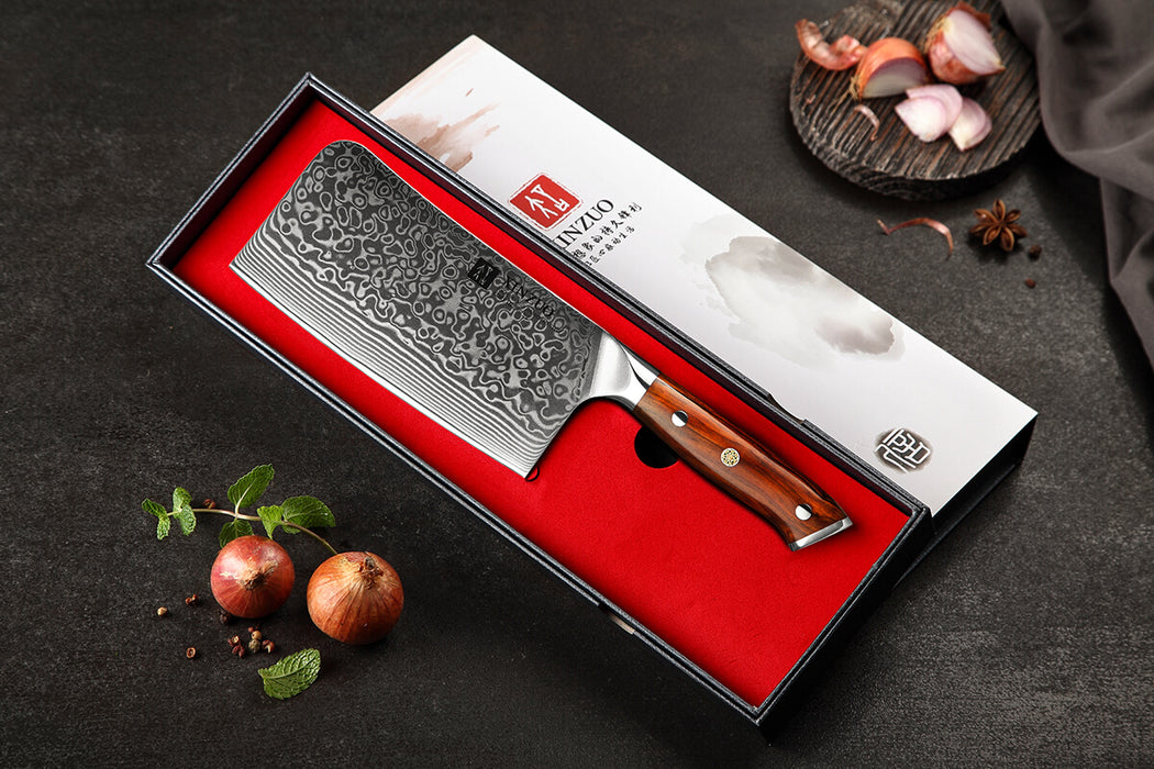 Xinzuo Japanese Damascus Cleaver Knife gift box