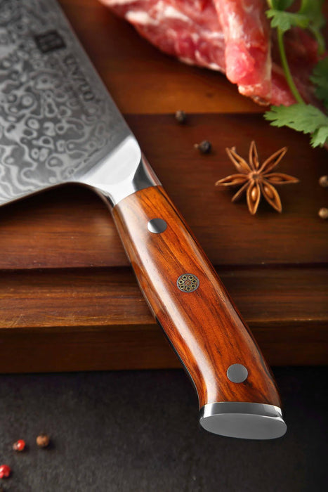 Xinzuo B13R 6.5" 67 Layer VG10 Japanese Damascus Meat Cleaver Knife Rosewood Handles