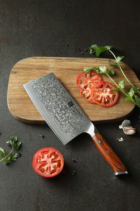 Xinzuo B13R 6.5" 67 Layer VG10 Japanese Damascus Meat Cleaver Knife Rosewood Handles