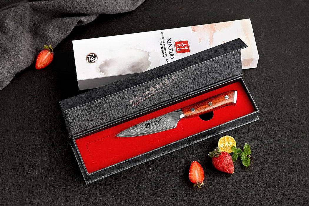 Xinzuo B13R 3.5" 67 Layer Damascus Paring Knife Rosewood Handles Open Box