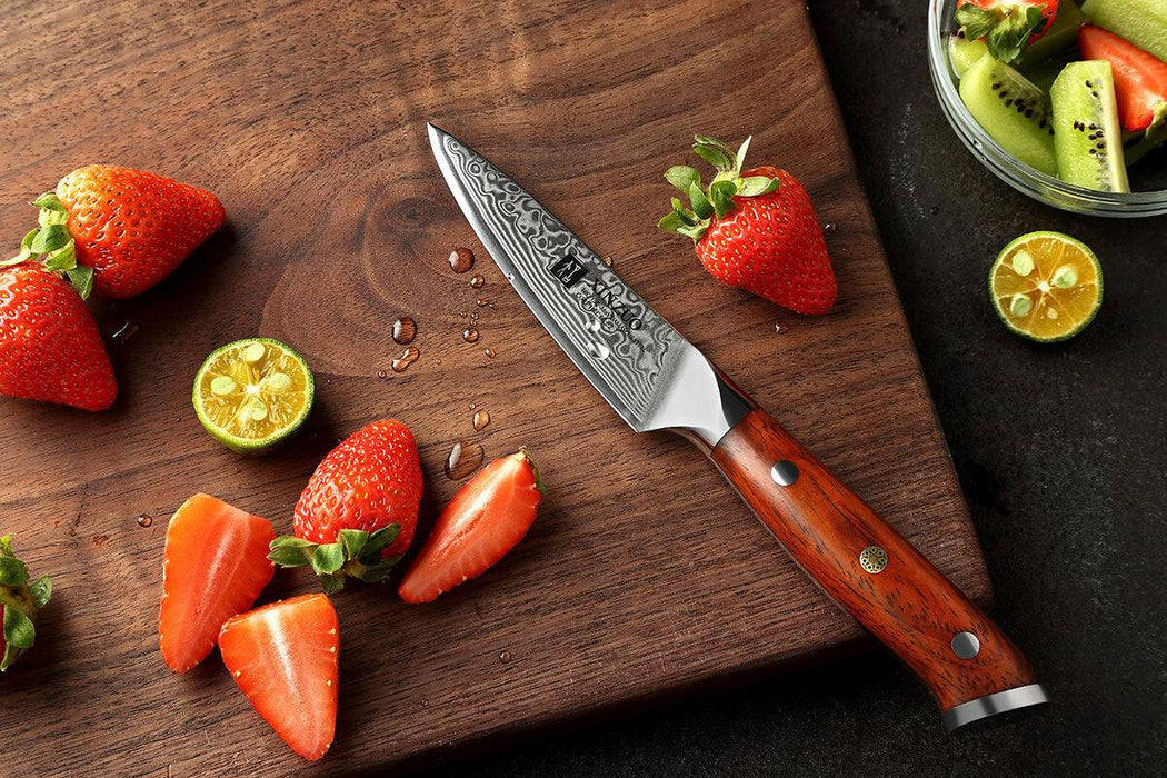Xinzuo B13R 3.5" 67 Layer Damascus Paring Knife Rosewood Handles Open Box