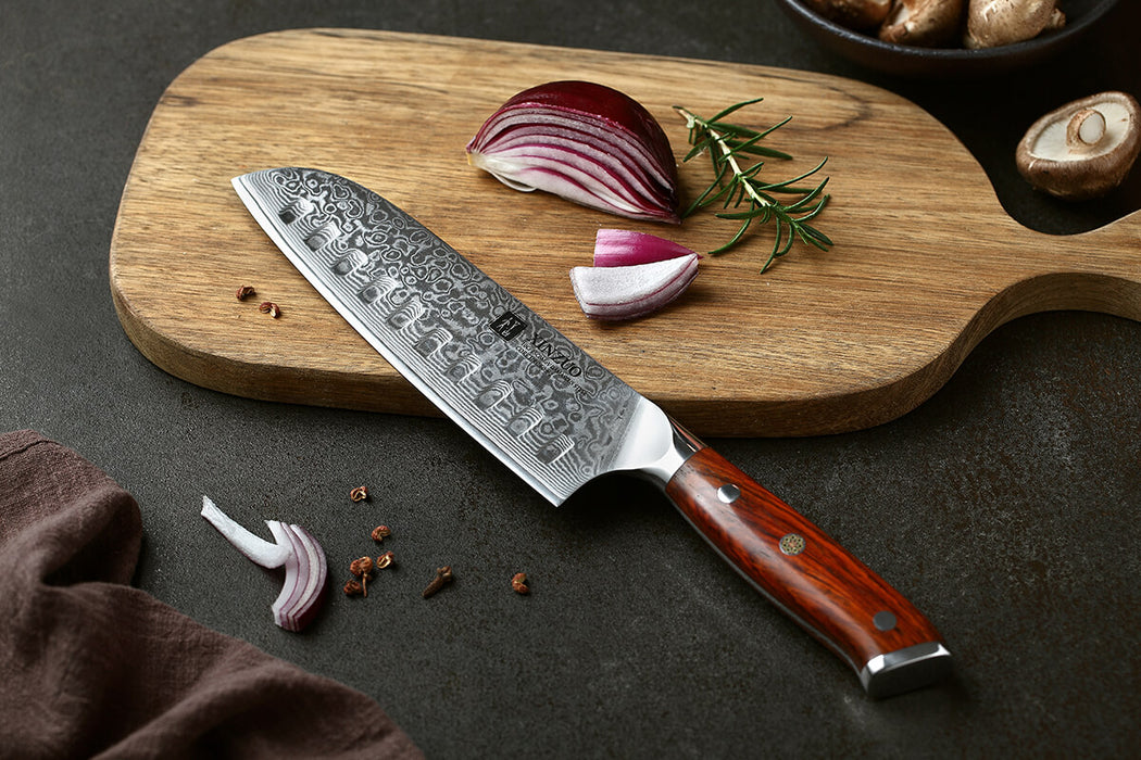 Xinzuo B13R 67 Layer VG10 Japanese Damascus Santoku Knife Rosewood Handle