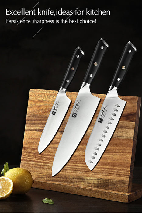 Xinzuo B13S 3 Pcs Chef-Santoku-Utility German 1.4116 High Carbon Steel Kitchen Knife Set