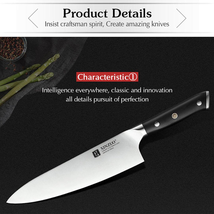 Xinzuo B13S 3 Pcs Chef-Santoku-Utility German 1.4116 High Carbon Steel Kitchen Knife Set