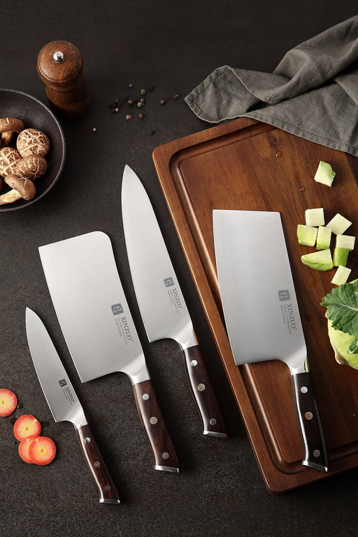 Xinzuo B13S 4 Pcs German High Carbon Steel Kitchen Knife Set with Ebony Handles
