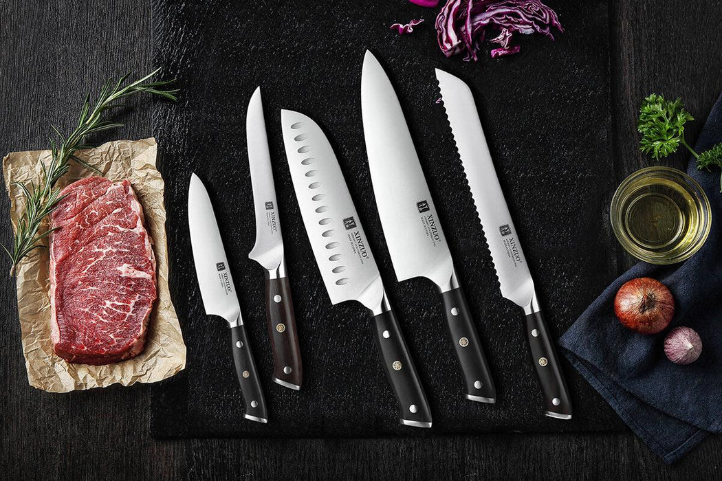 Hanzo - 5 Piece San Mai Kitchen Knife Set – Forged Blade