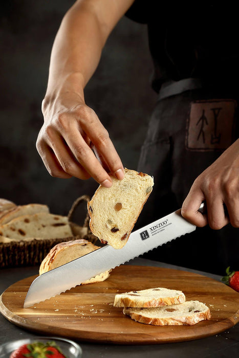 Xinzuo B13S 9.5" German 1.4116 High Carbon Stainless Steel Bread Knife Open Box