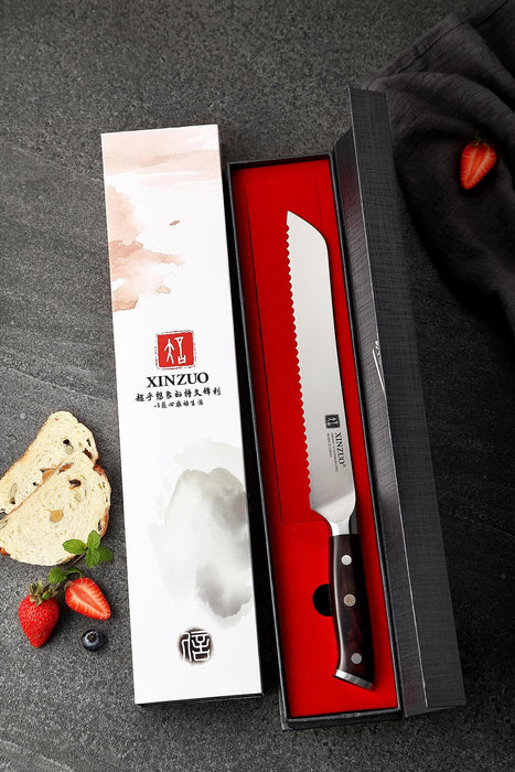 Xinzuo B13S 9.5" German 1.4116 High Carbon Stainless Steel Bread Knife Open Box
