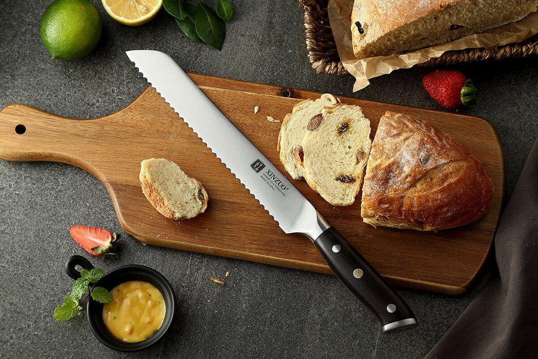 Xinzuo B13S 9.5" German 1.4116 High Carbon Stainless Steel Bread Knife Open Box