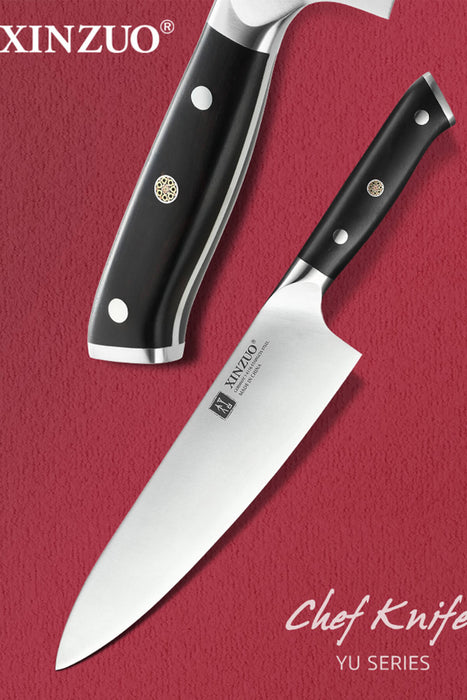 German High Carbon Steel Chef Knife with Ebony Handles